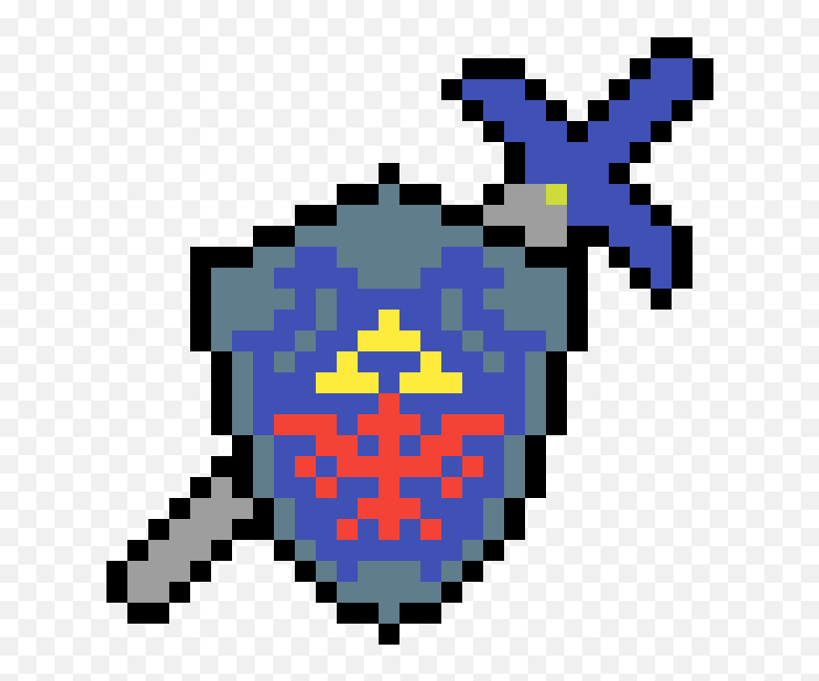 Hylian Shield And Master Sword - Hylian Shield Pixel Art Png,Hylian Shield Png