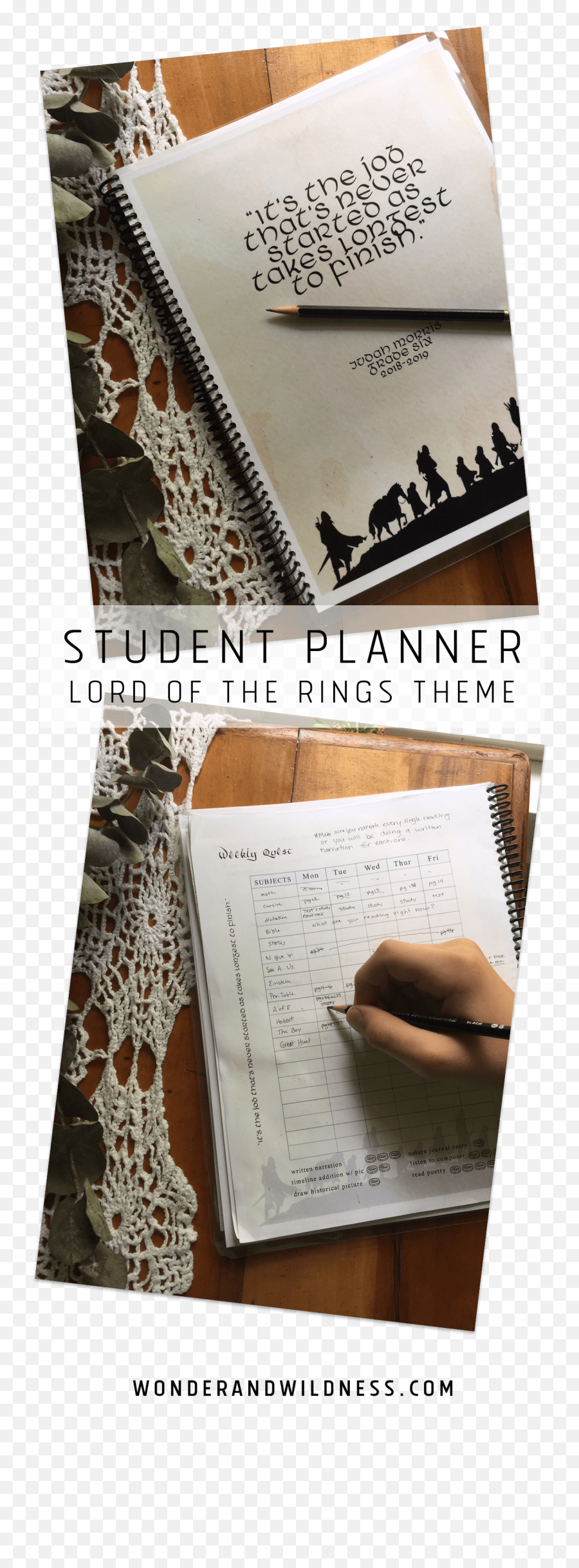 Lord Of The Rings Student Planner Printable Homeschool - Lord Of The Rings Planner Png,Lord Of The Ring Logo