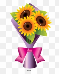 Flowers Bouquet Drawing For Sunflower - Cartoon Bunch Of png