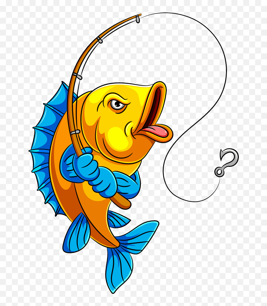 Cartoon Fish With Fishing Pole Png - Fish Holding Fishing Rod,Fishing Pole Icon