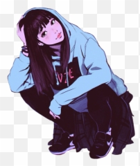 Aesthetic Black Hair Anime Girl Tumblr - Largest Wallpaper png