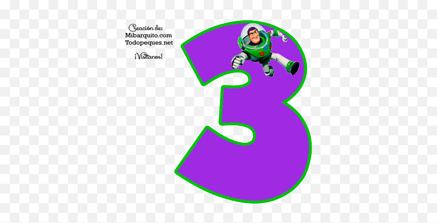 Numero 3 Buzz Lightyear Numbers Toy Story Mi Barquito - Buzz Lightyear And The Number 3 Png,Buzz Lightyear Transparent