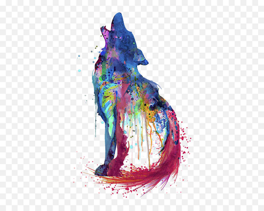Howling Wolf Watercolor Silhouette Kids T - Shirt Watercolor Painting Wolf Png,Howling Wolf Png