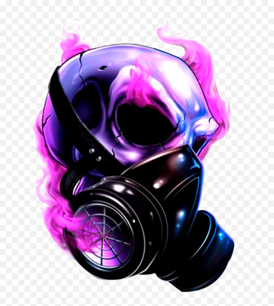 Download Skull Pink Purple Neon Smoke - Skull With Gas Mask Png,Gas Mask Transparent Background