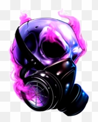 Download Skull Pink Purple Neon Smoke - With Gas Mask png