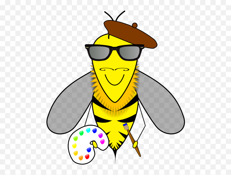 Hipster Bee Artist Clipart I2clipart - Royalty Free Public Bee Artist Clipart Png,Glasses Clipart Transparent