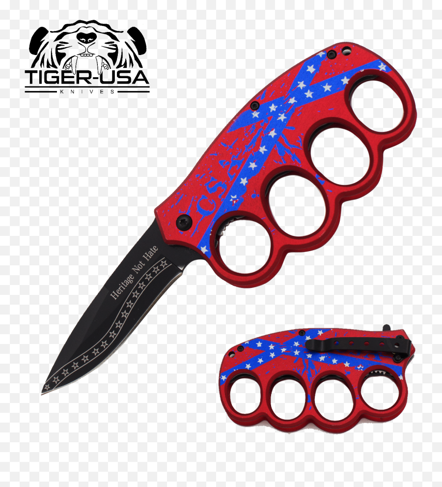 8 Inch Csa Rebel Flag Trigger Action Trench Knife - Brass Rebel Flag Brass Knuckles Png,Brass Knuckles Png