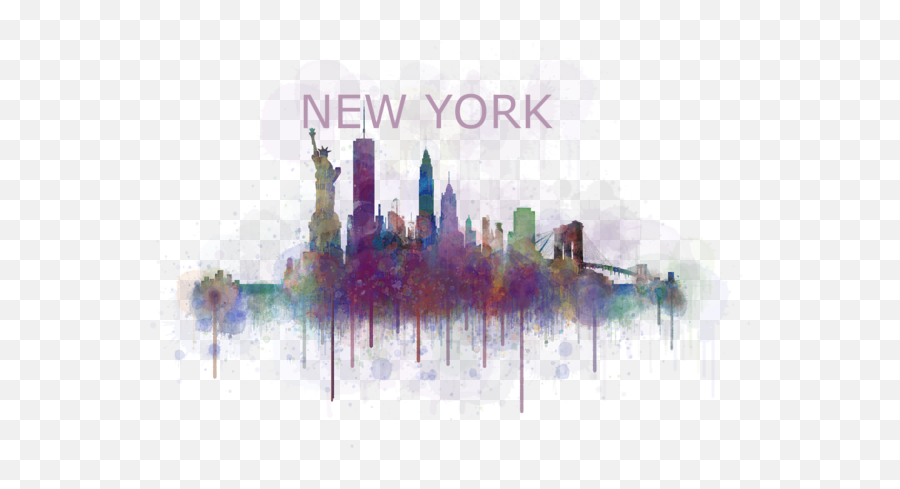 Ny New York City Skyline V4 Watercolor - Ny New York City Skyline V4 Watercolor Png,Nyc Skyline Png
