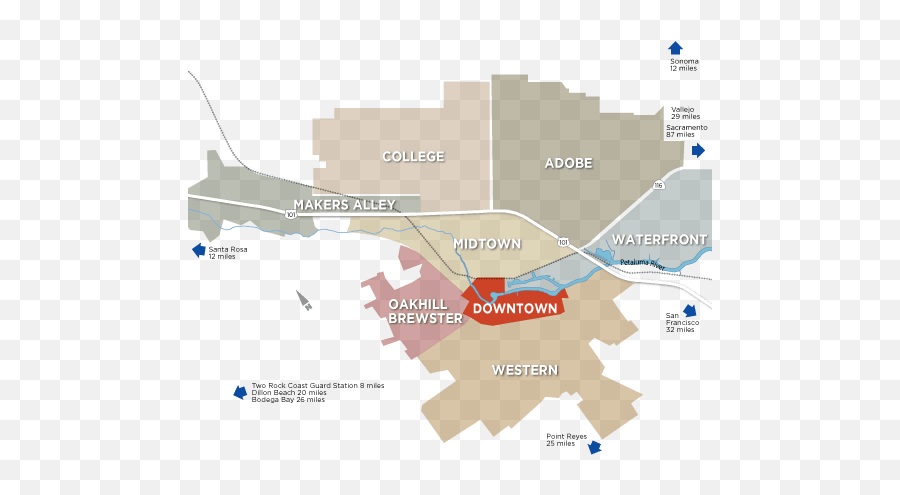 Downtown - Map Visit Petaluma California Petaluma Coast Guard Layout Plan Png,California Map Png