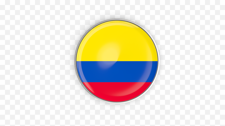 Round Button With Metal Frame - Bandera De Colombia Icono Png,Colombia Icon