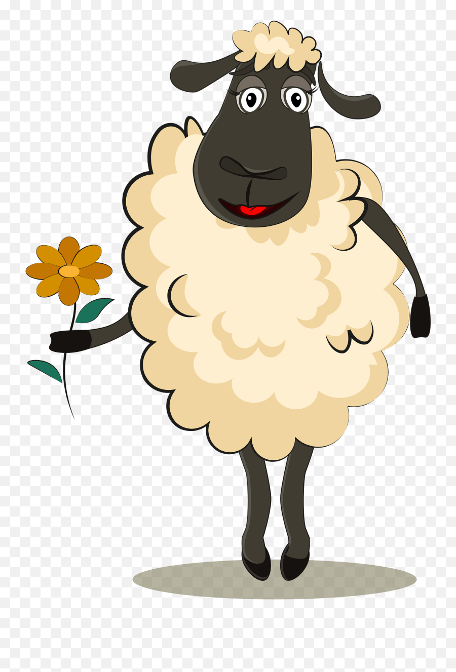 Sheep With Flower Clipart Free Download Transparent Png - Sheep Reading A Book Clip Art,Sheep Icon Png