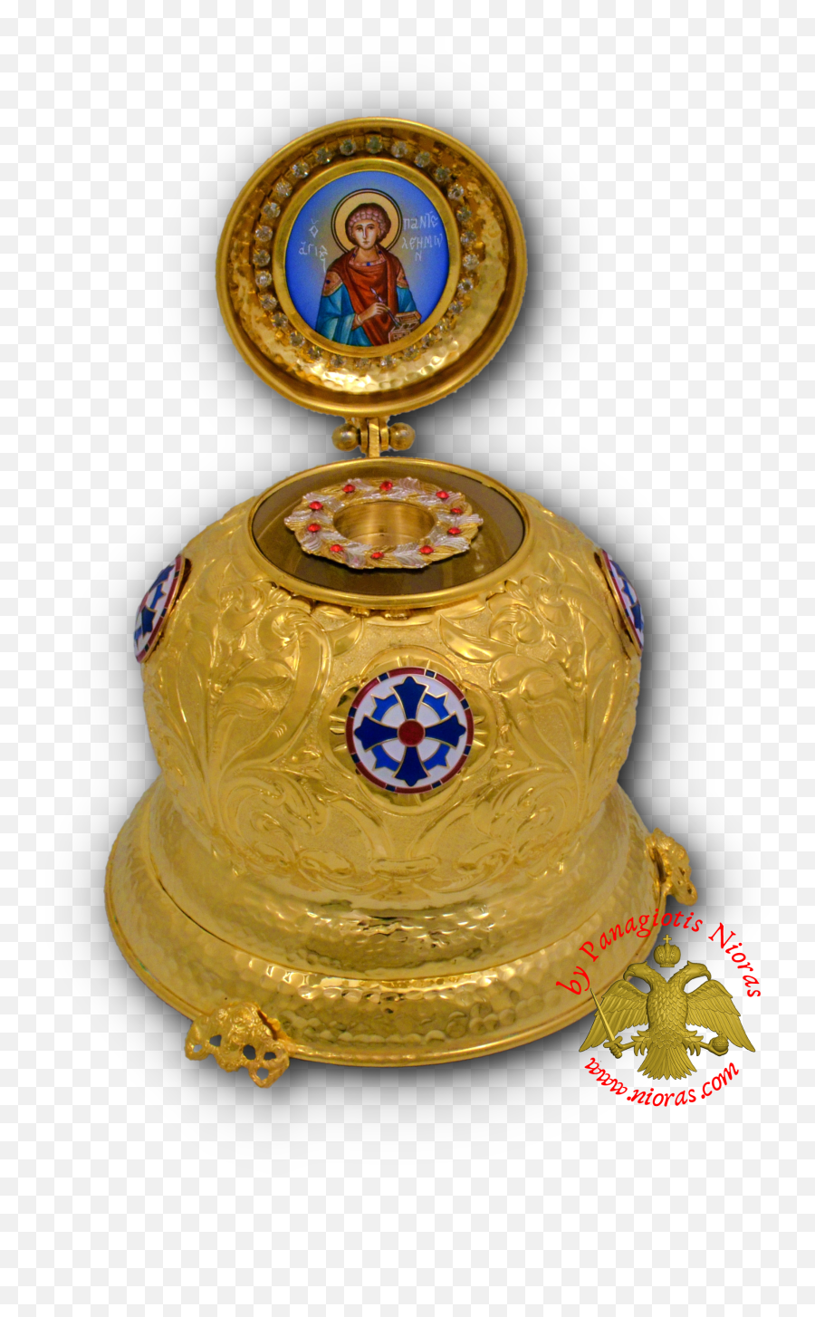Reliquary Crown Box Gold Plated With Enamel Icon Saint - Byzantine Png,Season 1 Gold Icon