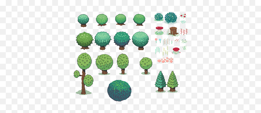 Trees And Environmental Stuff Different Styles Opengameartorg - Dot Png,Aseprite Icon