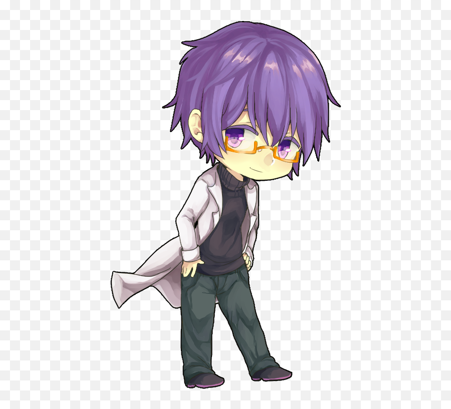 Anime With Glasses Chibi Png Image - Purple Hair Anime Boy,Anime Glasses Png