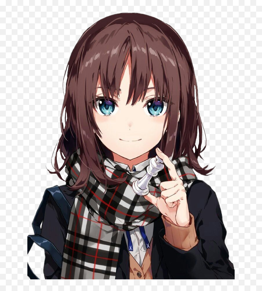 Pin - Anime Girl With Brown Hair And Blue Eyes Png,Anime Girls Transparent