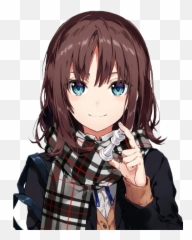 Pin - Anime Girl With Brown Hair And Blue Eyes png