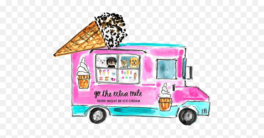 Ice Cream Truck Png Transparent - Cartoon Dessert Food Trucks,Ice Cream Truck Png
