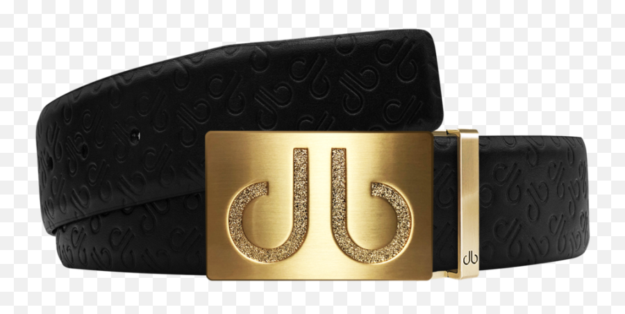 Black Db Icon Pattern Embossed Leather Belt With Gold Druh Classic Buckle - Gucci Png,Black And Gold Icon