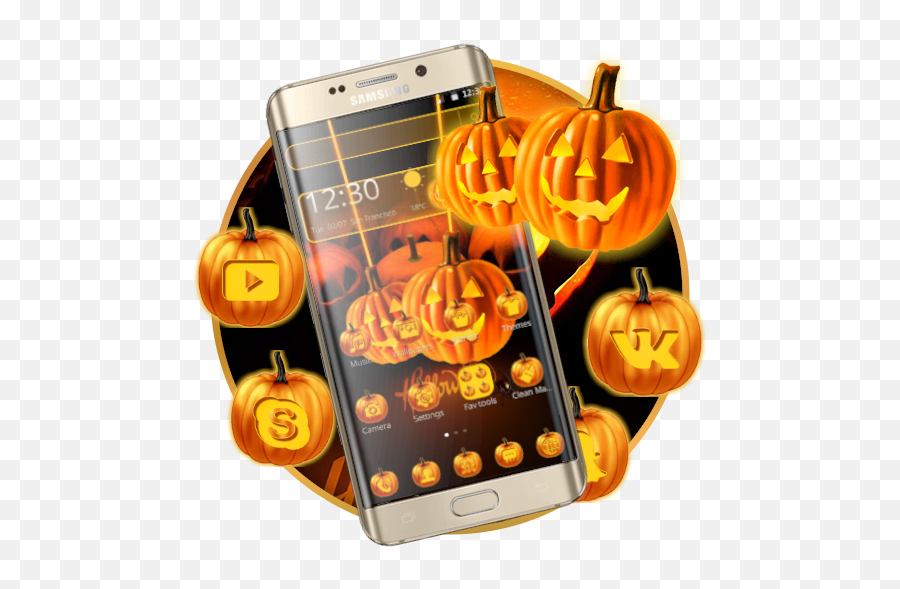 Download Orange Evil Halloween Pumpkin Theme - Smartphone Png,Evil Pumpkin Icon