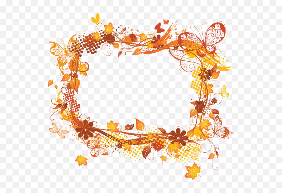 Vector Frame Fall Clip Art Borders - Clipart Autumn Tree Border Png,Fall Flowers Png