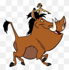 Timon Riding Pumbaa Hd Png Download - Cartoon,Pumba Png