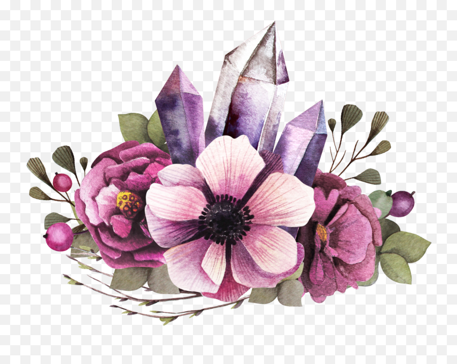 Download Peach Flower Clipart - Watercolor Flowers With Transparent Background Png,Purple Flowers Png