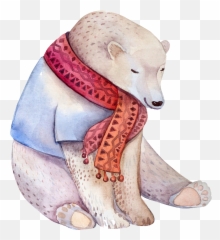 Download Hand - painted Cartoon Polar Bear Transparent Watercolor Scarf png