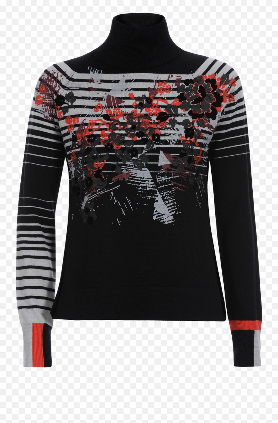 Animate Flock Floral With Stripe Sweater Png