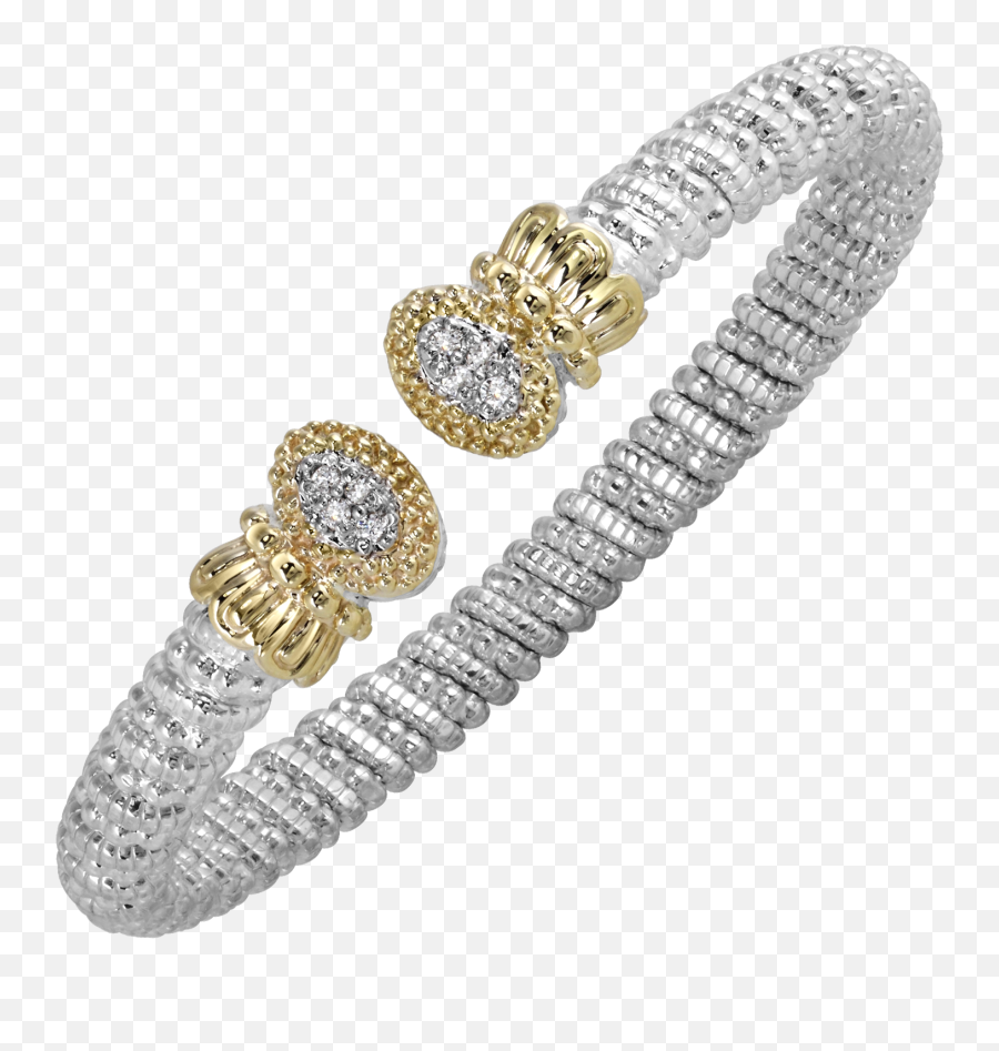14k Yellow Gold And Sterling Silver Open Bangle Bracelet With 012ctsof Diamonds Vahan 2020 - Bangle Png,Diamonds Falling Png