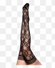 Elle Black Fishnet Diamond Thigh Highs - Tights Png,Fishnet Pattern Png