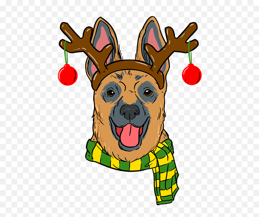 German Shepherd Xmas Reindeer Horns Dog Christmas Womenu0027s T - German Shepherd Chrismas Art Png,German Shepard Puppy Icon