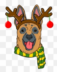 German Shepherd Xmas Reindeer Horns Dog Christmas Womenu0027s T - Chrismas Art png