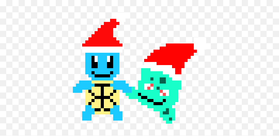 Squirtle And Bulbasaur Christmas Hats Pixel Art Maker - Clip Art Png,Christmas Hats Png