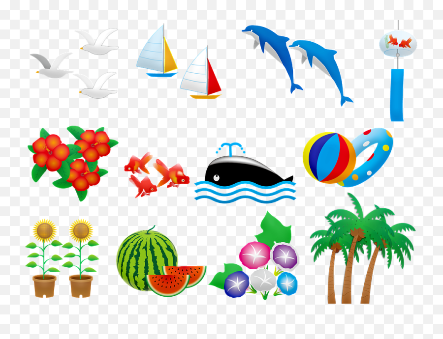 Summer Clip Art Dolphin Whale Palm - Free Image On Pixabay Sommer Clip Art Png,Dolphin Clipart Png