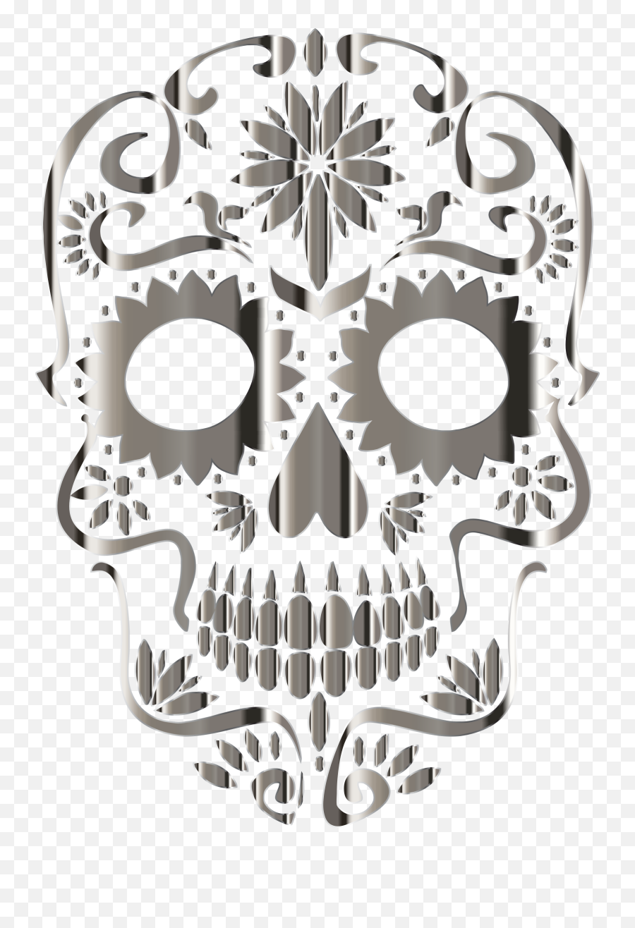 Chrome Sugar Skull Silhouette No - Sugar Skull Png,Skull Transparent Background