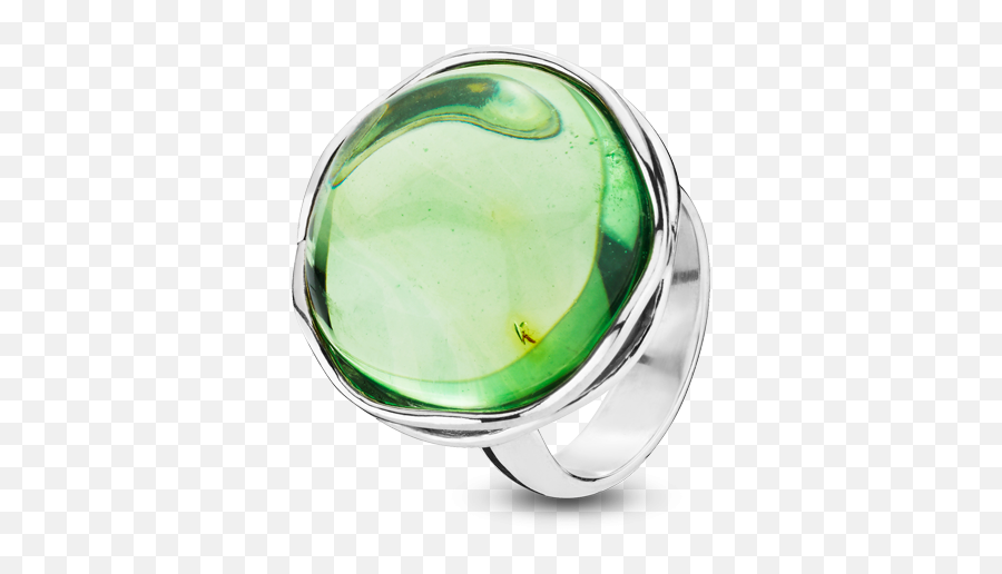 Aurora Green Amber And Silver Ring - Ring Png,Aurora Png