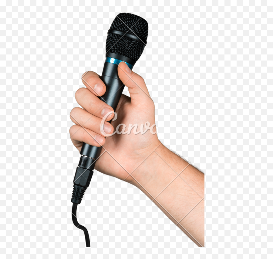 Library Of Womans Hand Holding Mic Banner Black And White - Hand Holding A Microphone Transparent Png,Microphone Clipart Transparent