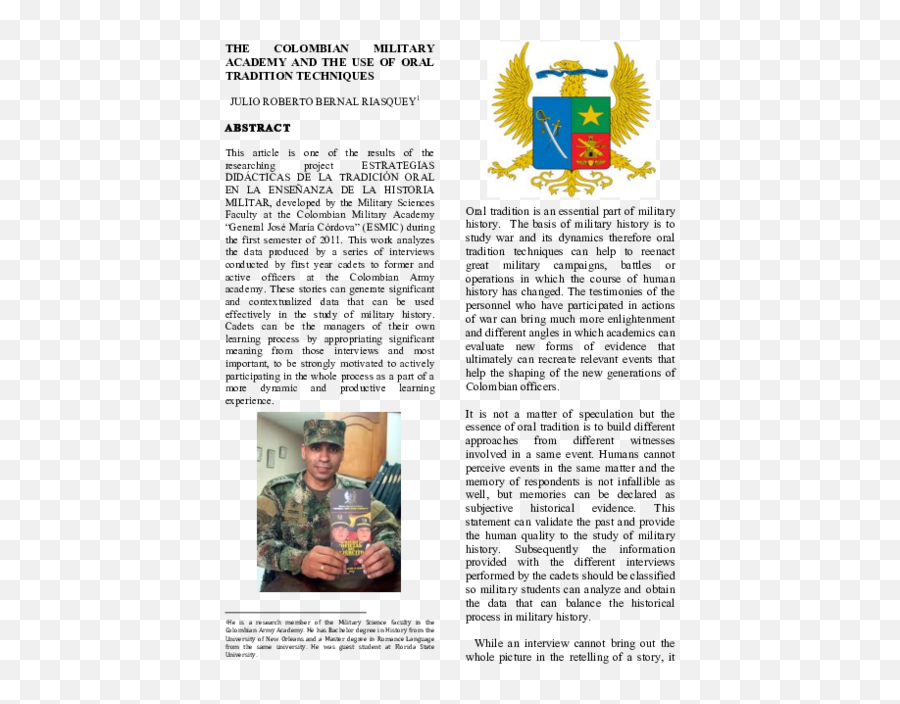 Pdf The Colombian Military Academy And Use Of Oral - Document Png,Colombian Flag Png