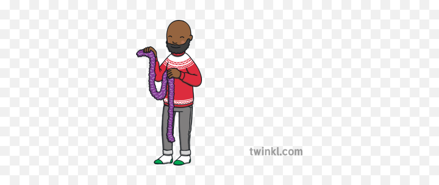 Man Holding Tinsel Illustration - Twinkl Cartoon Png,Tinsel Png