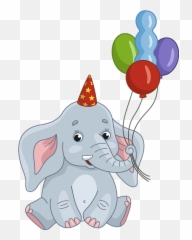 Birthday Elephant Clipart - Happy png