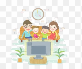 Watching Tv Png Illustration Image - Ver Television En Familia Dibujos Para Niños
