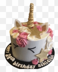 Pink And White Unicorn With Gold Stars Speciality Cake - White And Gold Unicorn Cake Png,Gold Unicorn Png