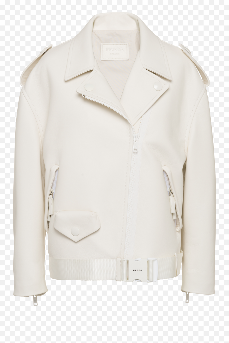 Womenu0027s Leather Clothing Prada - Leather Jacket Prada White Png,Icon Moto Motorcycle Jacket