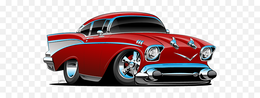 Classic American 57 Hot Rod Cartoon Fleece Blanket For Sale - Cartoon ...