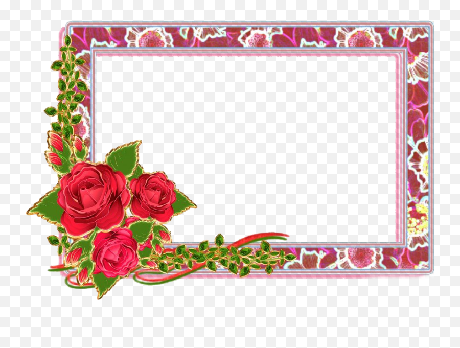 Flower Frame Png Transparent Images All - Flower Frame Photo Png,Floral Frame Transparent Background