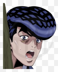 Josuke Surprised Face Peeker Hentaku Anime Stickers - Araki Forgots Debunked Png,Jojo Face Png