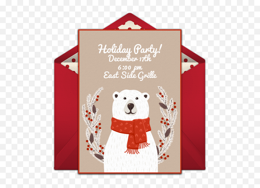 Free Polar Bear Online Invitation - Punchbowlcom Osos Polares En Navidad Png,Polar Bear Transparent Background