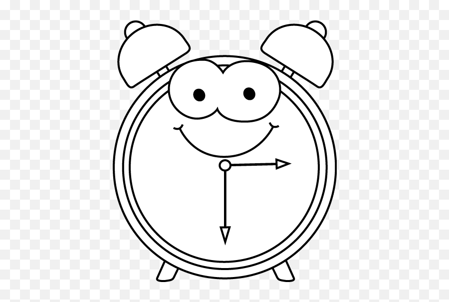 Cartoon Alarm Clock Clip Art Black And - Clip Art Clock Black And White Png,Cartoon Clock Png