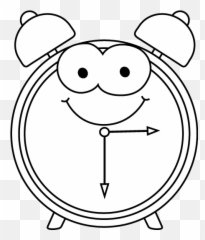 Cartoon Alarm Clock Clip Art Black And - White png