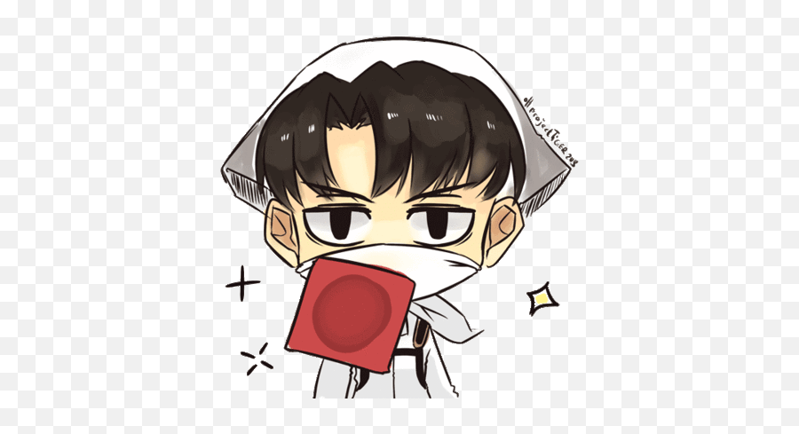 Top Levi Ackerman Stickers For Android - Chibi Levi In Cleaning Outfit Png,Levi Ackerman Transparent